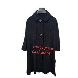 Vintage Black 100% Cashmere Cape Coat